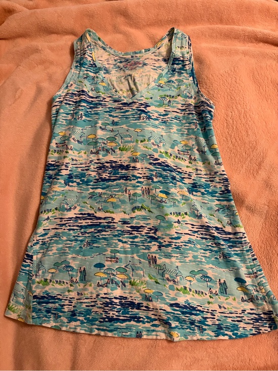 Lilly Pulitzer Tops - Lilly Pulitzer Women’s Blue Beach-Print V-Neck Swim Tank